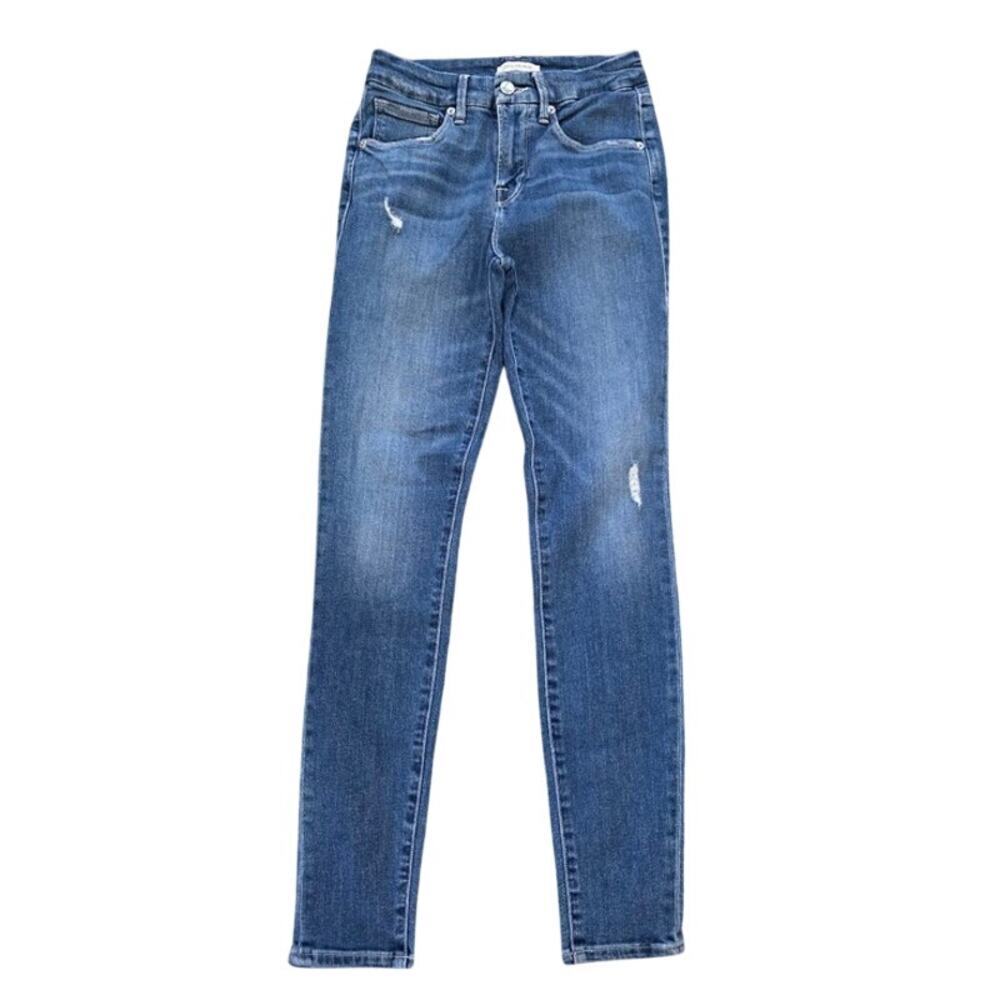 Good American High Waist Skinny Jeans Light Wash Good Legs Distressed Denim 26